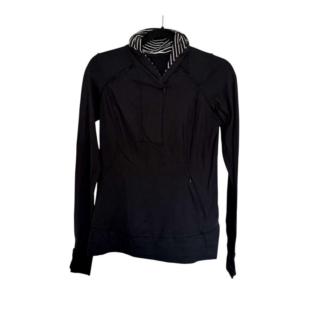 lululemon Swiftly Tech Half Zip Pullover - Black White Static - Size 10